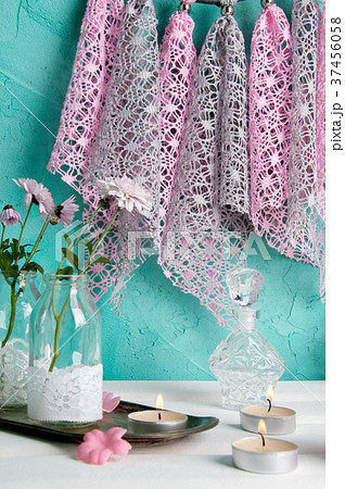 Dream catcher on aquamarine wall background Dream catcher on aquamarine wall background 37456058
