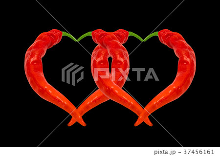 Two hearts composed of red hot chili peppers Two hearts composed of red hot chili peppers 37456161