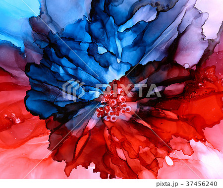 Abstract backdrop blue red flower 37456240
