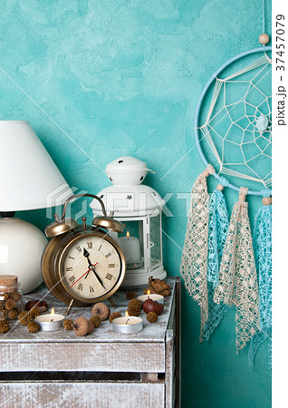 Bedroom decor on aquamarine 37457079