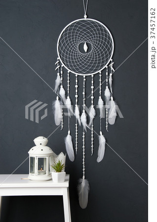 White dream catcher on gray White dream catcher on gray 37457162