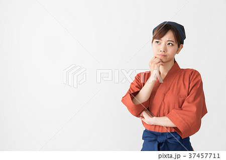 和食店員　白バックイメージ 37457711