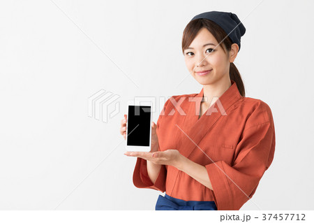 和食店員　白バックイメージ 37457712