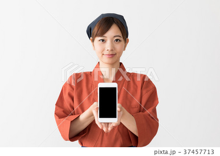 和食店員　白バックイメージ 37457713