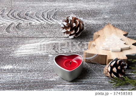 Christmas decorations on brown shabby background Christmas decorations on brown shabby background 37458585