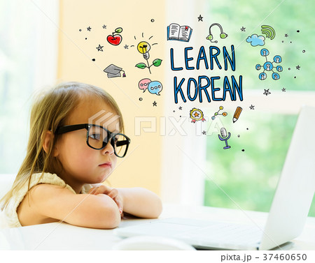 Learn Korean text with little girl  37460650