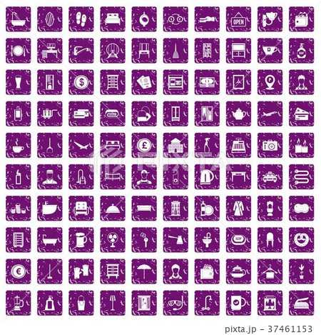 100 inn icons set grunge purple 100 inn icons set grunge purple 37461153