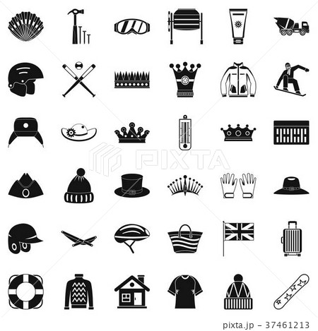 Hat icons set, simple style Hat icons set, simple style 37461213