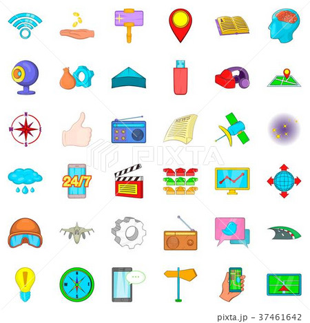 Compass icons set, cartoon style 37461642