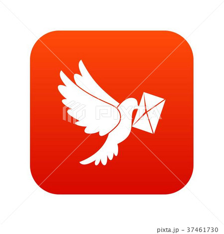 Dove carrying envelope icon digital red 37461730