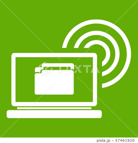 Laptop and and wireless icon green Laptop and and wireless icon green 37461920