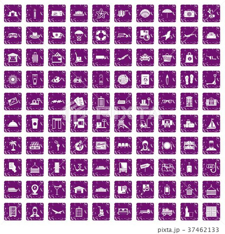 100 luggage icons set grunge purple 100 luggage icons set grunge purple 37462133