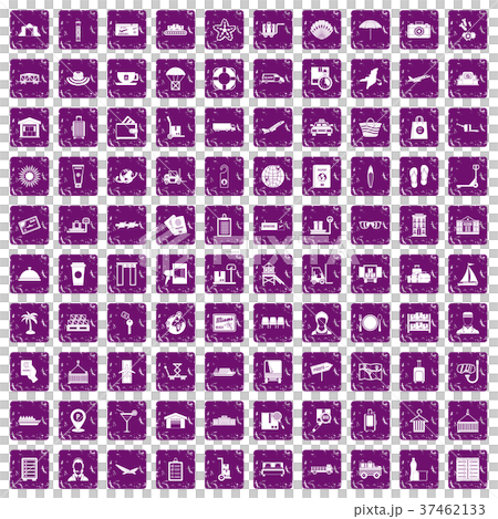 100 luggage icons set grunge purple 100 luggage icons set grunge purple 37462133