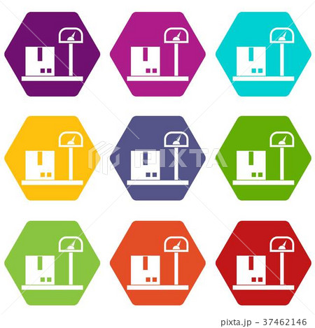 Scales for cargo icon set color hexahedron Scales for cargo icon set color hexahedron 37462146