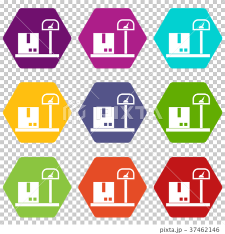 Scales for cargo icon set color hexahedron Scales for cargo icon set color hexahedron 37462146