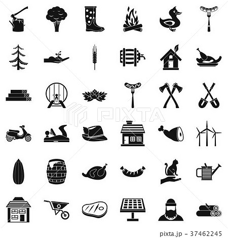 Log icons set, simple style Log icons set, simple style 37462245