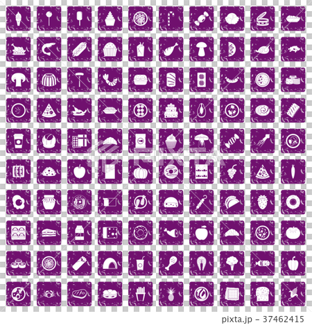 100 meal icons set grunge purple 37462415