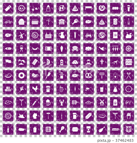 100 meat icons set grunge purple 100 meat icons set grunge purple 37462483