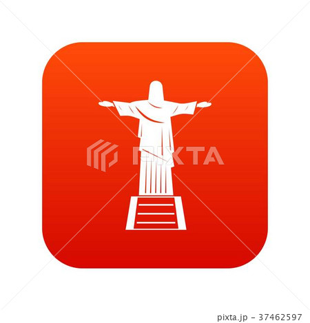 The Christ the Redeemer statue icon digital red The Christ the Redeemer statue icon digital red 37462597