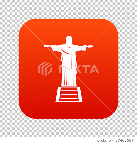 The Christ the Redeemer statue icon digital red The Christ the Redeemer statue icon digital red 37462597