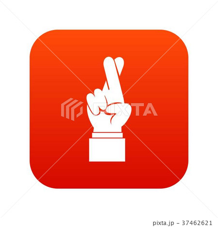 Fingers crossed icon digital red 37462621