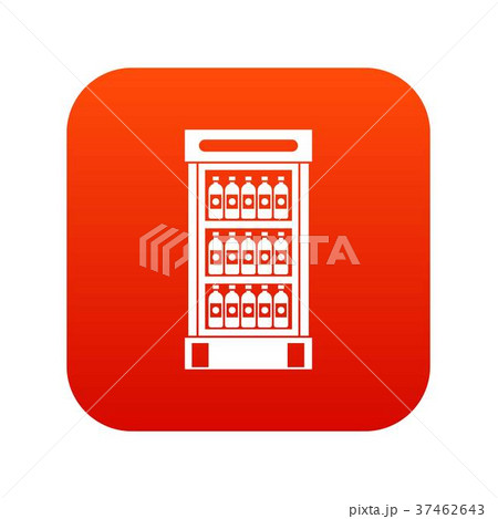 Fridge with refreshments drinks icon digital red Fridge with refreshments drinks icon digital red 37462643