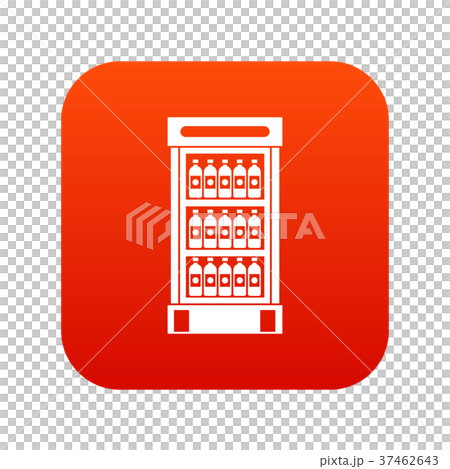 Fridge with refreshments drinks icon digital red Fridge with refreshments drinks icon digital red 37462643