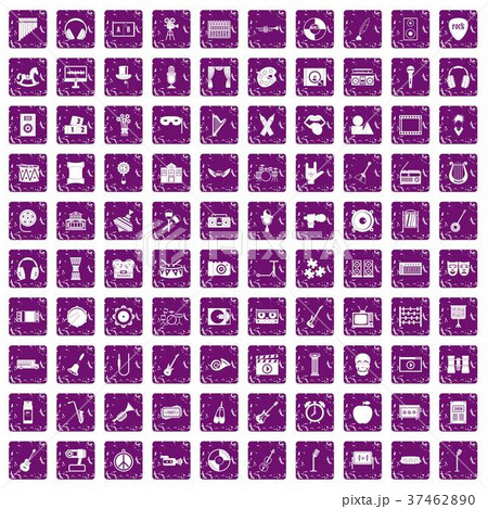 100 musical education icons set grunge purple 100 musical education icons set grunge purple 37462890