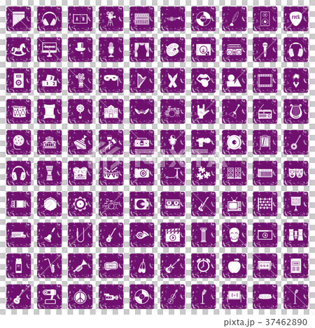 100 musical education icons set grunge purple 100 musical education icons set grunge purple 37462890