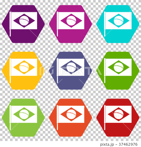 Flag of Brazil icon set color hexahedron Flag of Brazil icon set color hexahedron 37462976