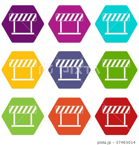 Traffic prohibition sign icon set color hexahedron Traffic prohibition sign icon set color hexahedron 37463014