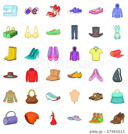 Fashion icons set, cartoon style Fashion icons set, cartoon style 37463015