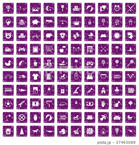 100 nursery icons set grunge purple 100 nursery icons set grunge purple 37463089