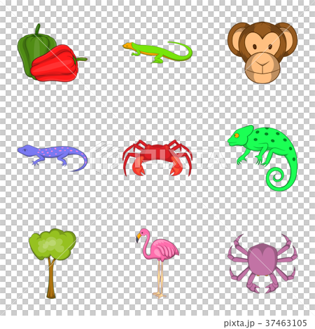 Rare animal icons set, cartoon style 37463105