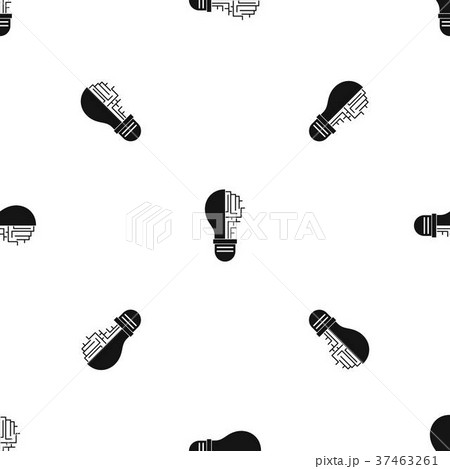 Circuit board inside light bulb pattern seamless black Circuit board inside light bulb pattern seamless black 37463261