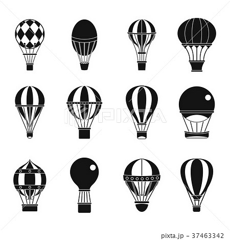 Air ballon icon set, simple style Air ballon icon set, simple style 37463342