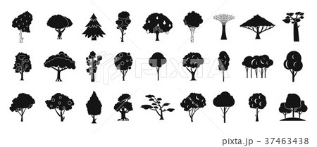 Tree icon set, simple style Tree icon set, simple style 37463438