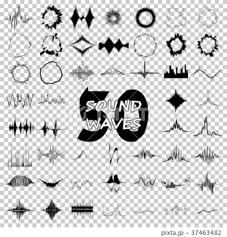 50 Sound wave audio icons set, simple style 50 Sound wave audio icons set, simple style 37463482