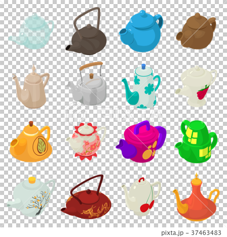 Teapot icons set, isometric style. Teapot icons set, isometric style. 37463483