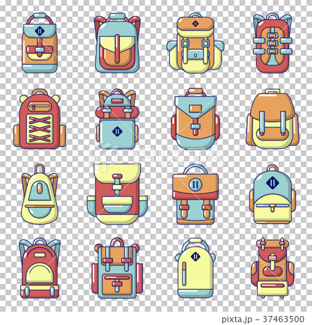 Backpack icons set, cartoon style-插圖素材 [37463500] - PIXTA圖庫