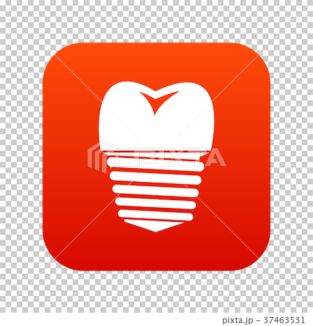 Tooth implant icon digital red Tooth implant icon digital red 37463531