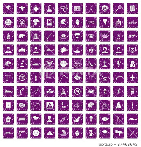 100 phobias icons set grunge purple 100 phobias icons set grunge purple 37463645