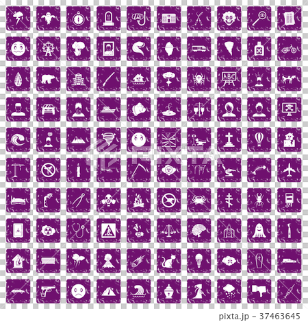 100 phobias icons set grunge purple 100 phobias icons set grunge purple 37463645