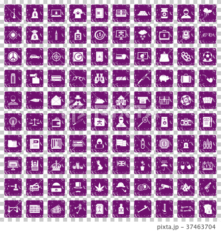 100 police icons set grunge purple 37463704