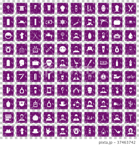 100 barber icons set grunge purple 100 barber icons set grunge purple 37463742
