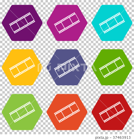 Film with frames icon set color hexahedron 37463913