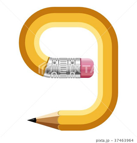 Number nine pencil icon, cartoon style Number nine pencil icon, cartoon style 37463964