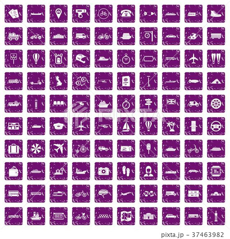 100 public transport icons set grunge purple 37463982