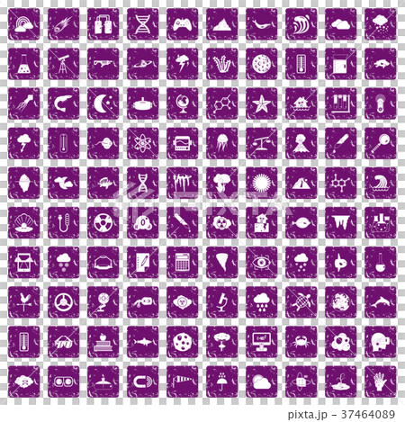 100 research icons set grunge purple 37464089