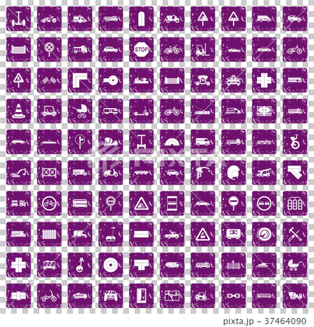 100 road icons set grunge purple 100 road icons set grunge purple 37464090